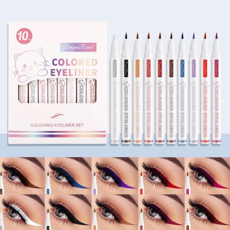 10 Pcs Dragon Ranee Colorful Eyeliner Pencil