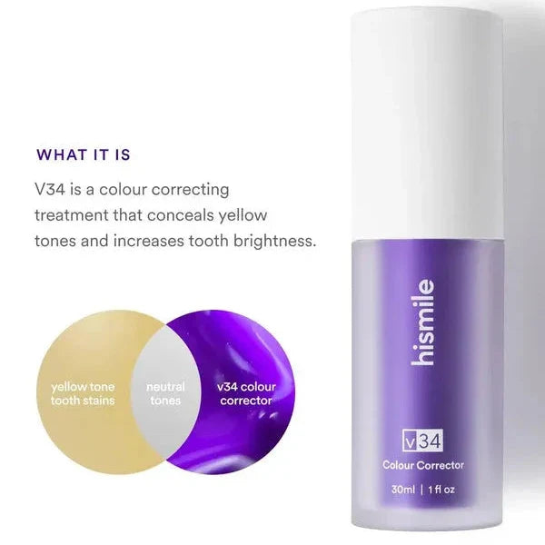 Hismile v34 Colour Corrector Serum Purple Teeth Whitening & Stain Removal