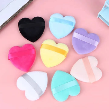 Kiss Lovely 5 PC Cute Soft Heart Shaped Velvet Powder Puff