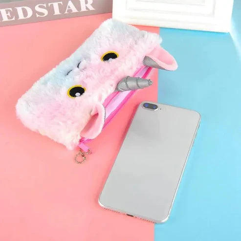 Unicorn Plush | Fur Pencil Pouch