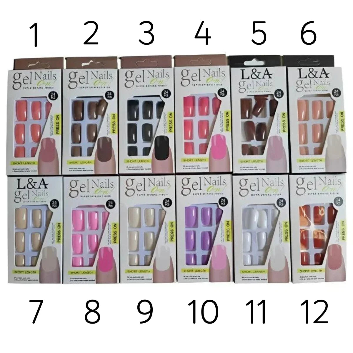 Gel Nails Stickon Pack of 12