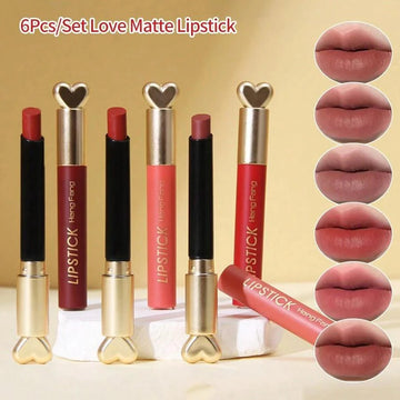 6Pcs Heng Fang Love Lipstick Matte Waterproof