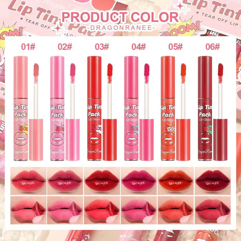 6pcs Dragon Ranee Peel Off Fruity Lip Gloss