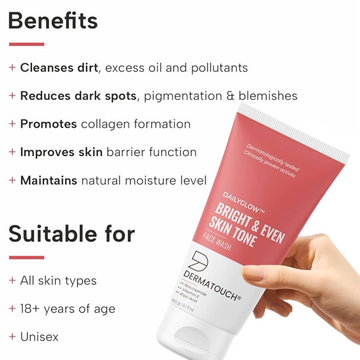 Derma Touch Bright & Even Skin Tone Face Wash (Reduce Dark Spots, Tan and Firms skin by producing Collagen)