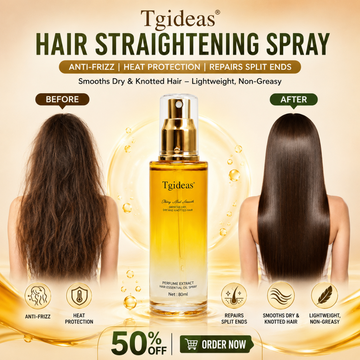 Tgideas Hair Straightening Spray – Anti-Frizz, Heat Protection, Repairs Split Ends – Smooths Dry & Knotted Hair – Lightweight, Non-Greasy