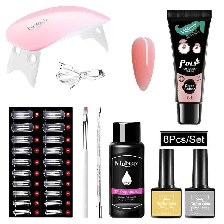 Nail Art UV Quick Extension Poly Gel Nail Kit