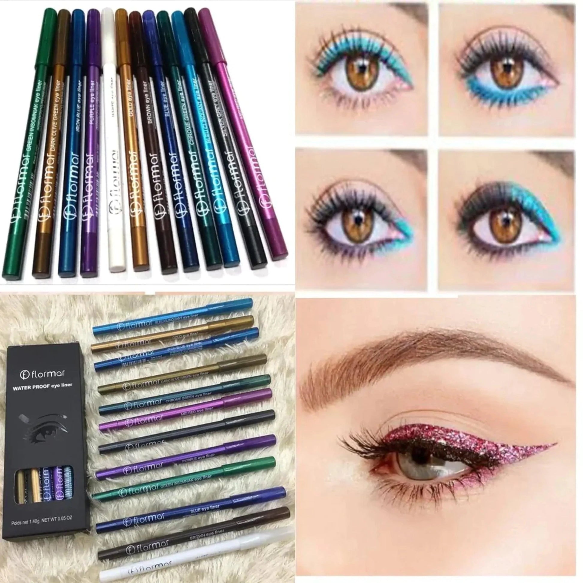 Flormar Pack of 12 Waterproof Pencil Eyeliners