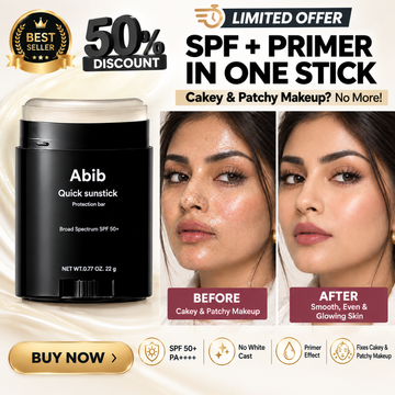Abib Quick Sunstick Protection Bar SPF 50+ – 2-in-1 Sunscreen & Makeup Primer – Blurs Pores, Hydrates & Fixes Cakey Makeup – No White Cast