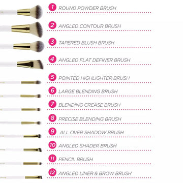 BH Cosmetics - Pink Studded Elegance 12 Piece Brush Set with a Brush Stand