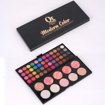 Quetee Beauty 48 Color Eye Shadow + 5 Color Blusher + 5 Color Highligter Kit