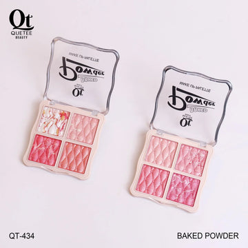 Quetee Beauty Baked Powder 4 Colors Highlighter Palette