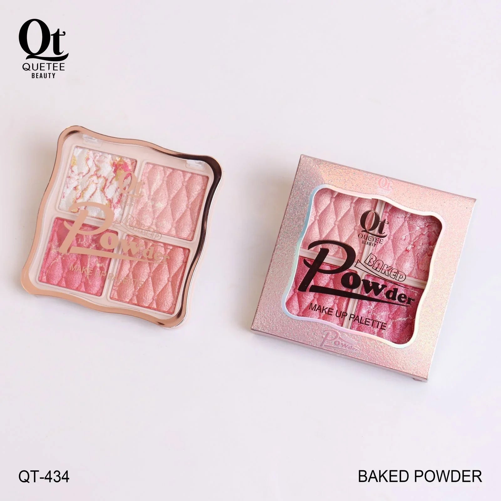 Quetee Beauty Baked Powder 4 Colors Highlighter Palette