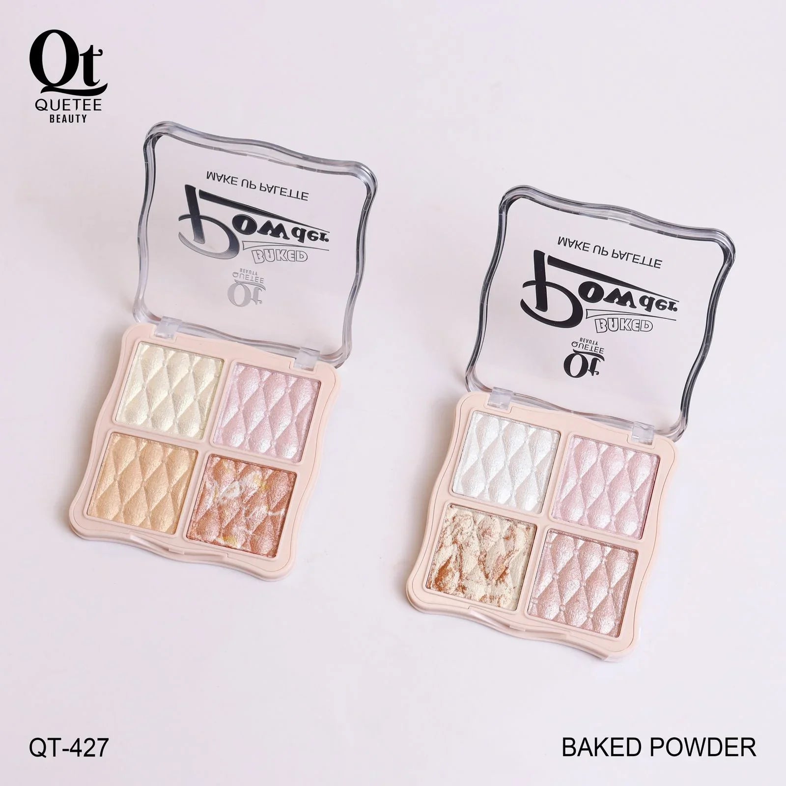 Quetee Beauty Baked Powder 4 Light Colors Highlighter Palette