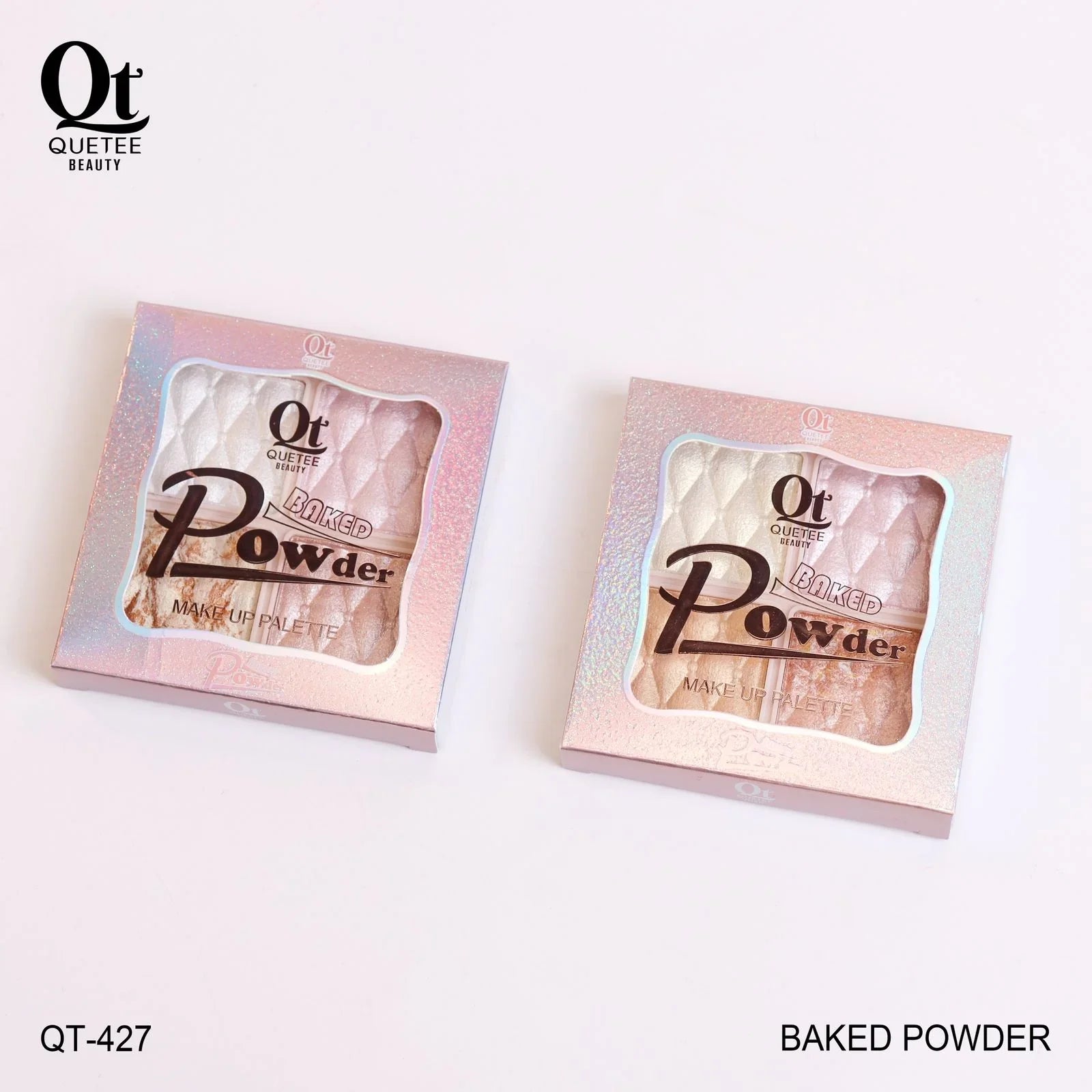 Quetee Beauty Baked Powder 4 Light Colors Highlighter Palette