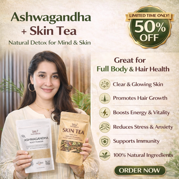 SL Naturals Ashwagandha Root Powder + Skin Tea Duo | Natural Detox for Skin, Hair & Mind