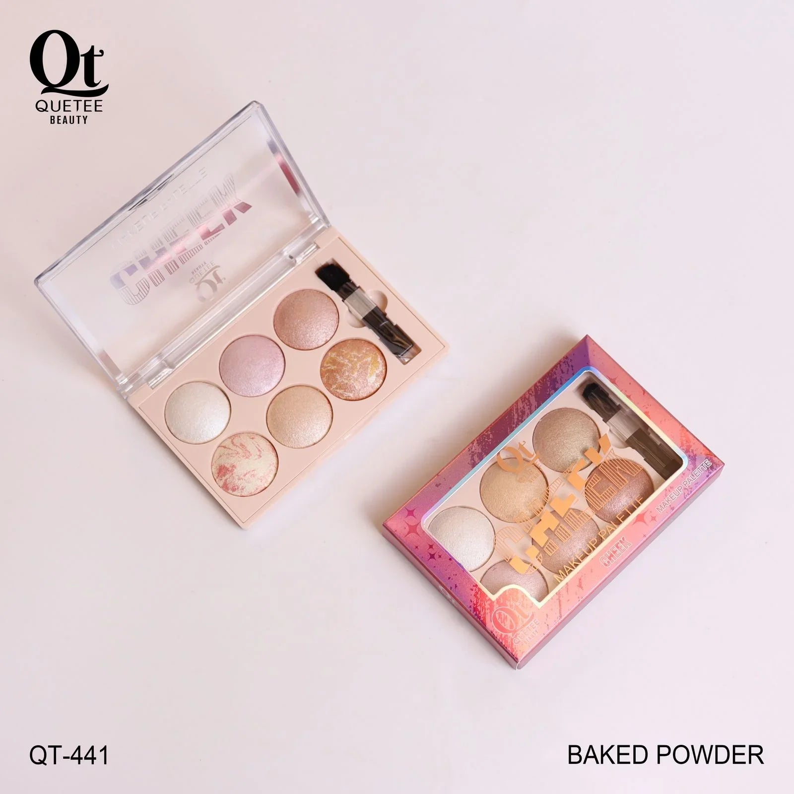 Quetee Beauty Baked Powder 6 Colors Highlighter Palette