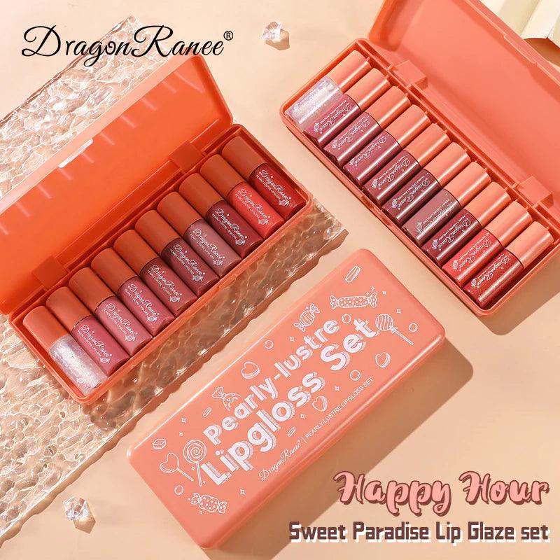 10pcs Dragon Ranee Pearly Lustre Lip Gloss Set