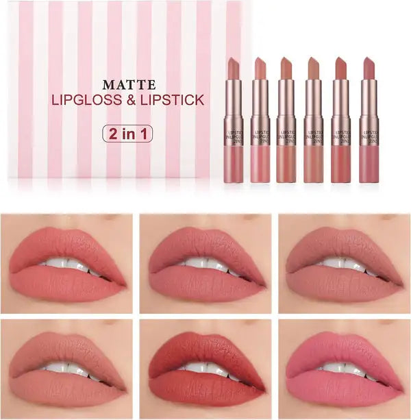 Teyason 2 in 1 Matte Lipgloss Lipstick Set