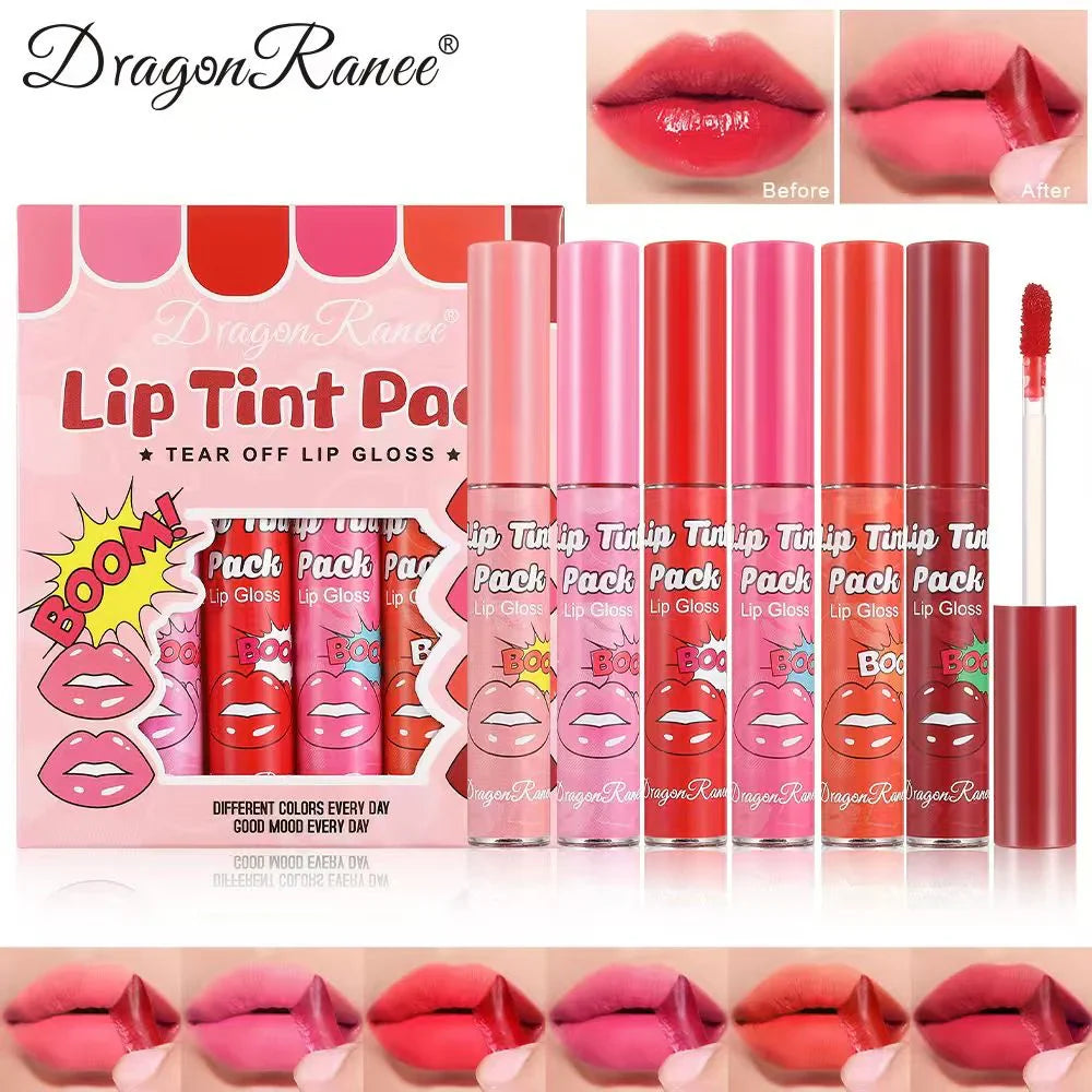 6pcs Dragon Ranee Peel Off Fruity Lip Gloss