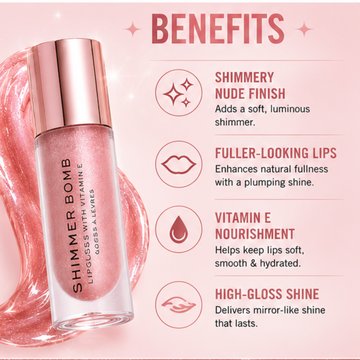 Makeup Revolution Shimmer Bomb Lip Gloss | High-Gloss Shine | Plumping Hydration | Non-Sticky Finish