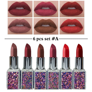 Heng Fang Diamond 6 Pc Long Lasting Matte Lipsticks Set