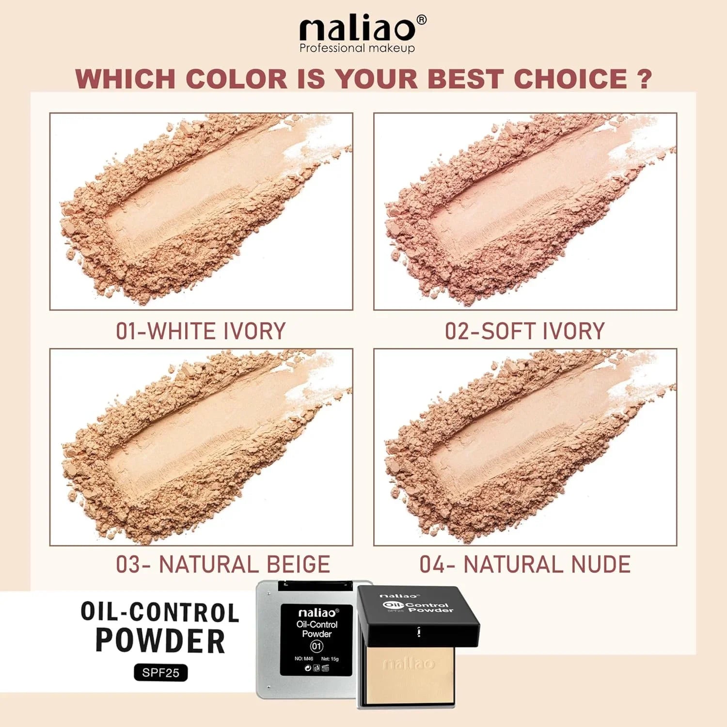 Maliao Cool & Refreshing Oil Control Powder Compact with SPF 25