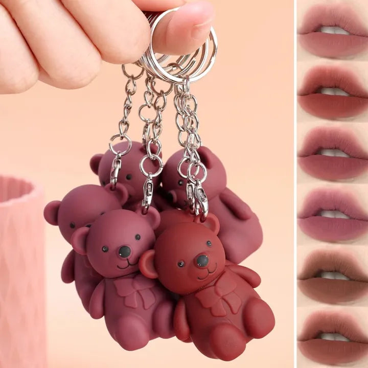 Julystar Pack of 6 Bear Keychain Style Trendy Lip Gloss