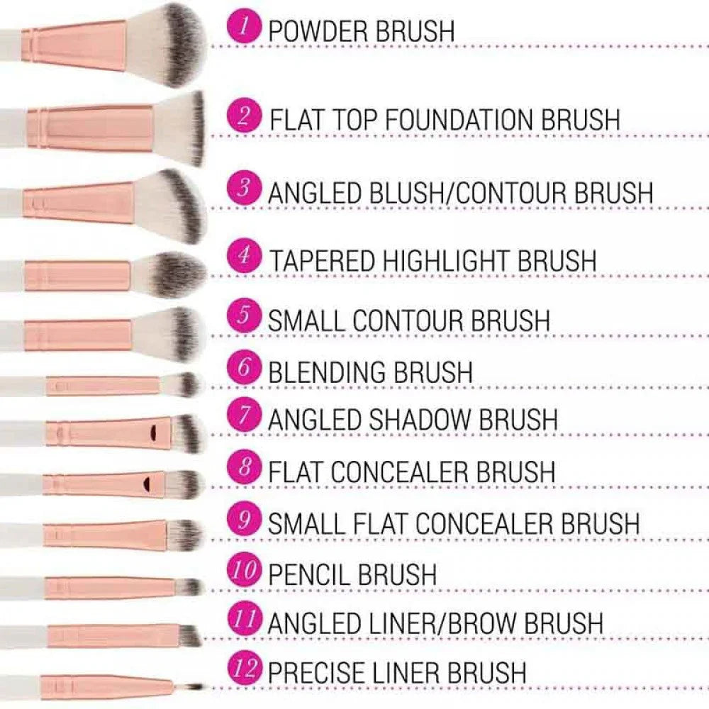 12 Pcs BH Cosmetics Rose Romance Brush Set