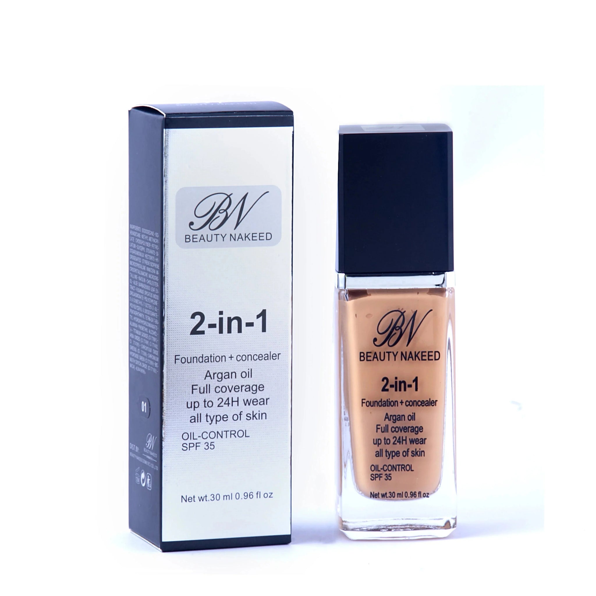 Beauty Nakeed 2in1 Foundation+Concealer 30ml