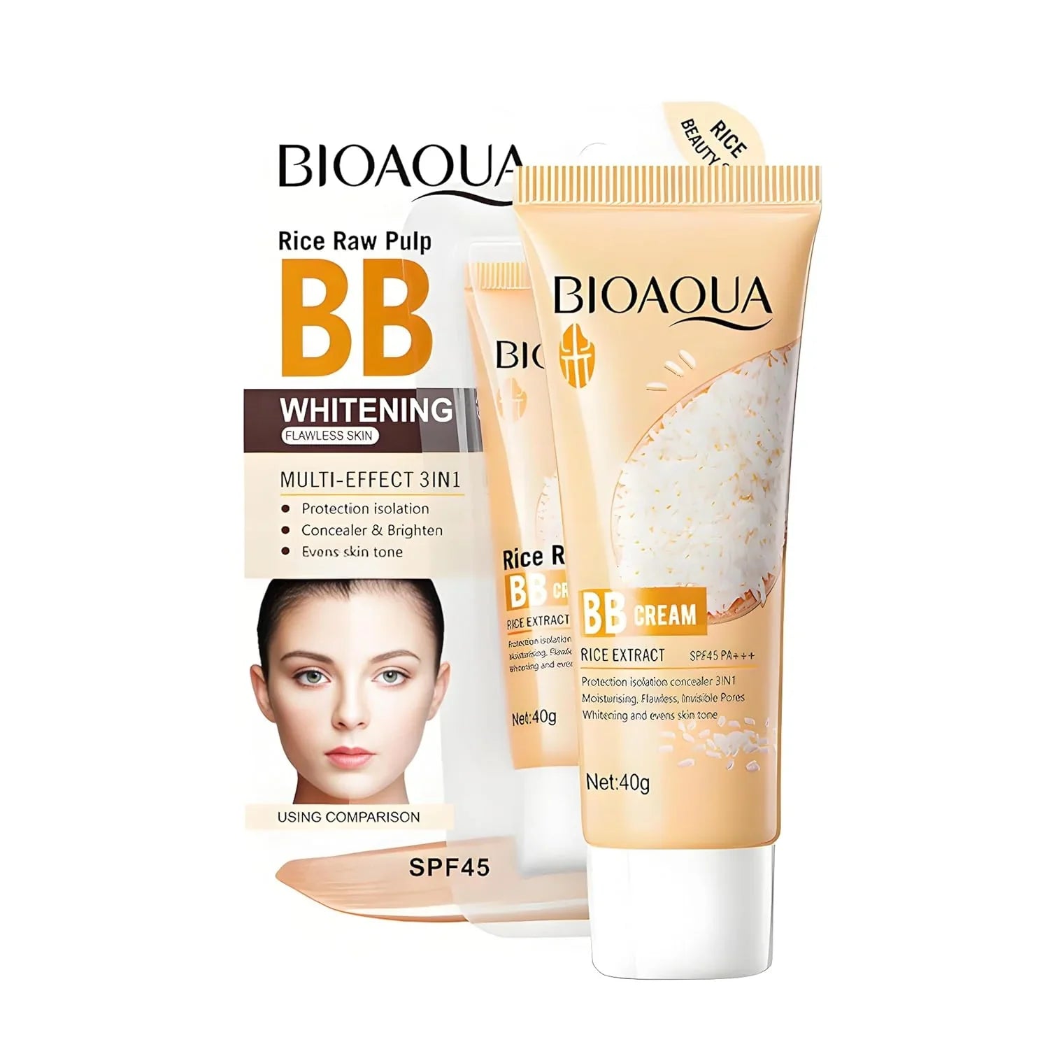 Bioaqua Rice Raw Pulp BB Cream Rice Extract SPF45 Pa+++ 40g