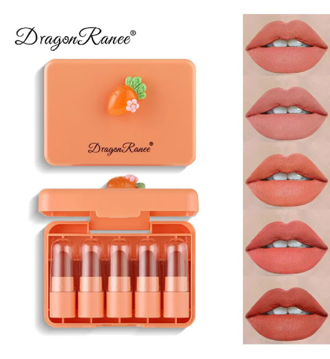 Dragon Ranee Carrot Mini Lipstick 5Pcs Set