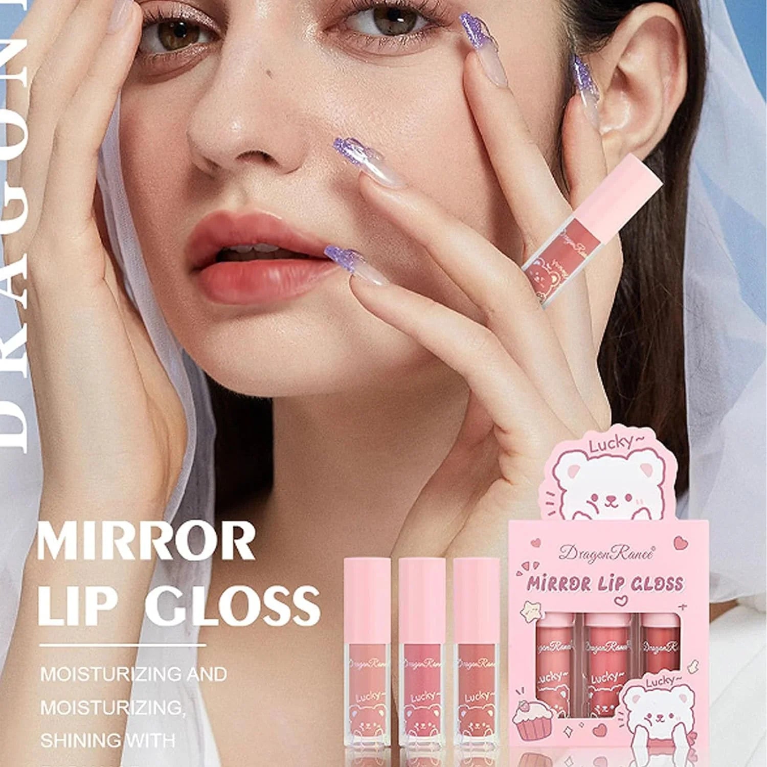 Dragon Ranee Mirror Lip Gloss 3Pcs Set