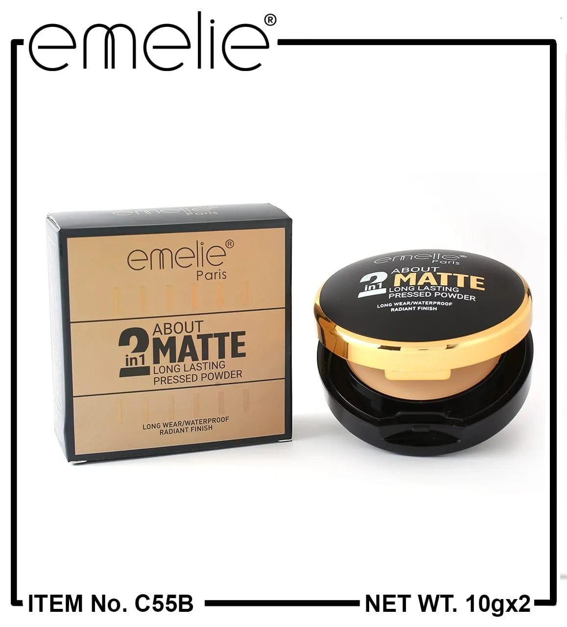 Emelie About 2 in 1 MATTE Long Lasting Pressed Powder