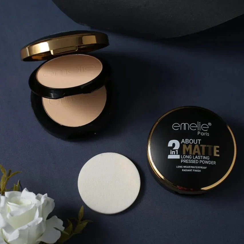 Emelie About 2 in 1 MATTE Long Lasting Pressed Powder