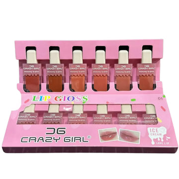 Crazy Girl Waterproof Long Lasting Ice Cream Lip Gloss Pack of 6