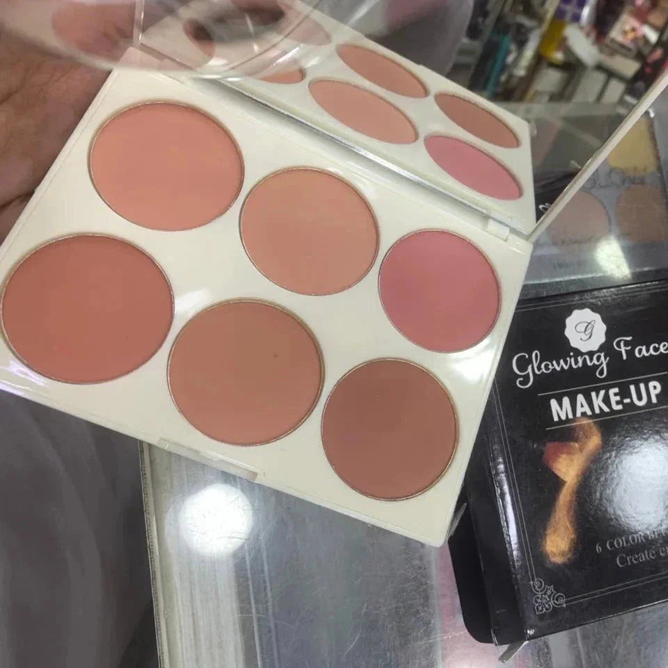 Glowing Face 6 Color Matte Blushon Palette