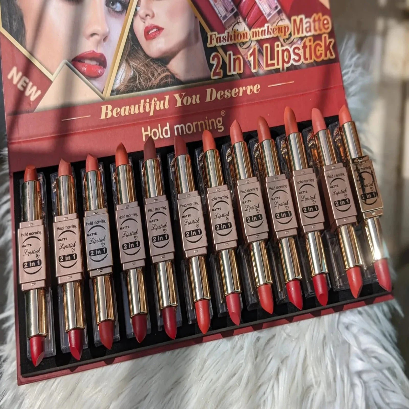 Hold Morning 2 in 1 Double lipstick 12Pcs pack