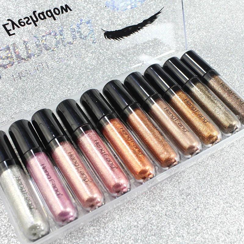 10pc Heng Fang Glitter Metallic Liquid Eyeshadow