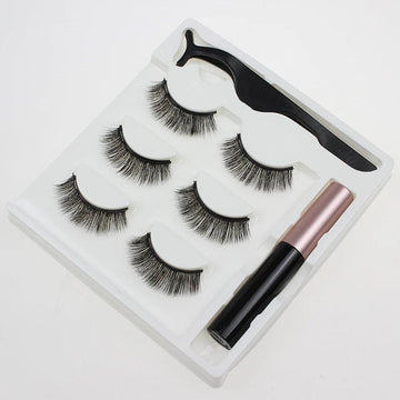 3 Pairs Magnetic Eyelash With Magnetic Liquid Eyeliner & Tweezer
