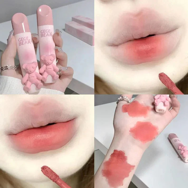 Gege Bear Pink Cute Bear Matte Velvet Lip Gloss (6Pcs)