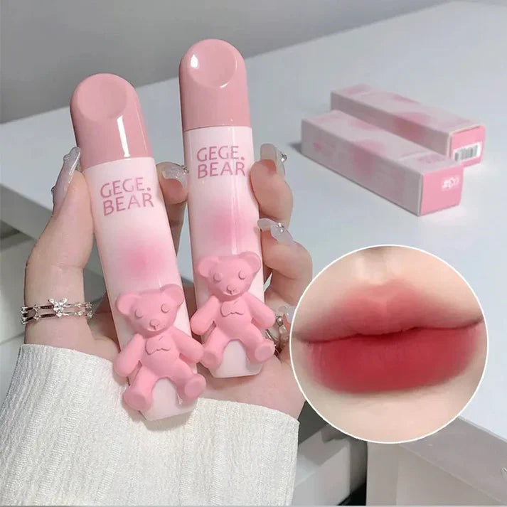 Gege Bear Pink Cute Bear Matte Velvet Lip Gloss (6Pcs)