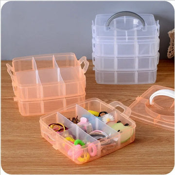 Plastic 3 Layer 18 Grid Jewelry/Makeup/Cosmetic Storage Box