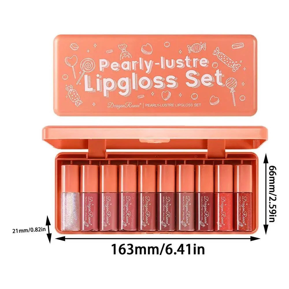 10pcs Dragon Ranee Pearly Lustre Lip Gloss Set