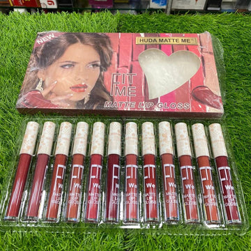 12 Pcs Huda Matte Me Fitme Lipgloss