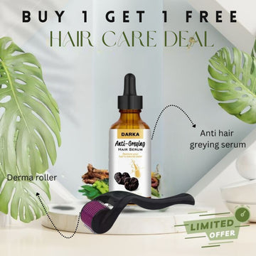 Hair Care Combo: Buy 1 Anti Greying Hair Serum and Get Derma Roller Free