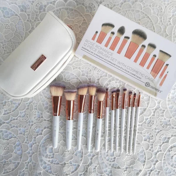 12 Pcs BH Cosmetics Rose Romance Brush Set