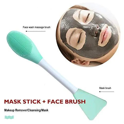 (Pack of 3) Jade Roller, Gua Sha & 2 in 1 Mask Brush and Massage Brush Set