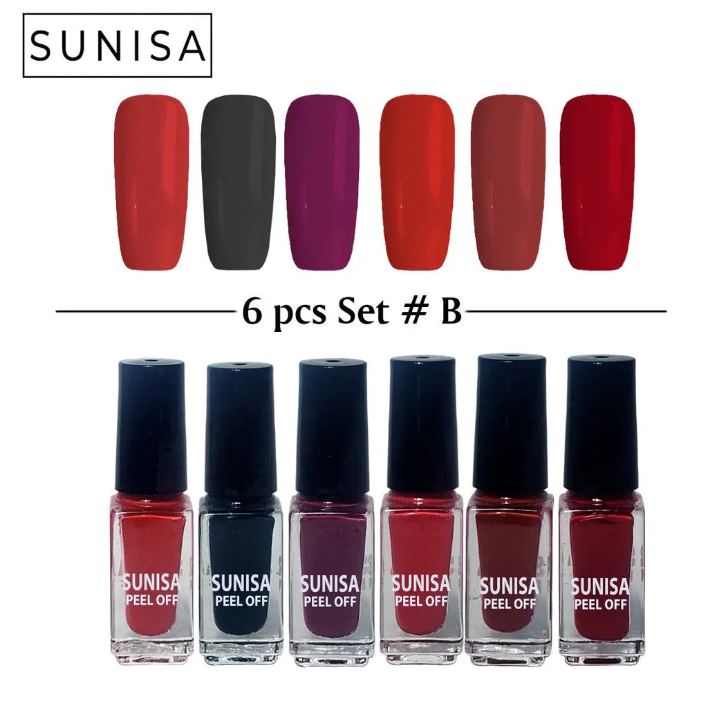 New Sunisa 6pcs Set Matte Nail Polish / Peel Off