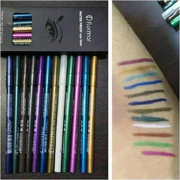 Flormar Pack of 12 Waterproof Pencil Eyeliners