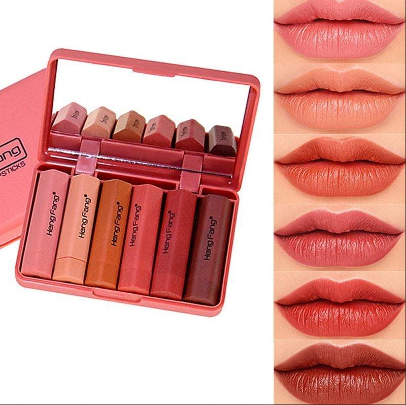 6pcs Heng Fang Matte Long Lasting Waterproof Mini Lipstick